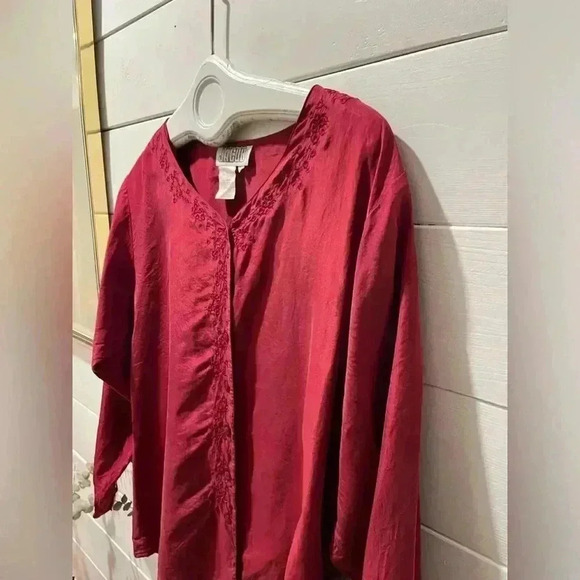 VINTAGE JACOB red  silk blouse size S - Picture 8 of 9
